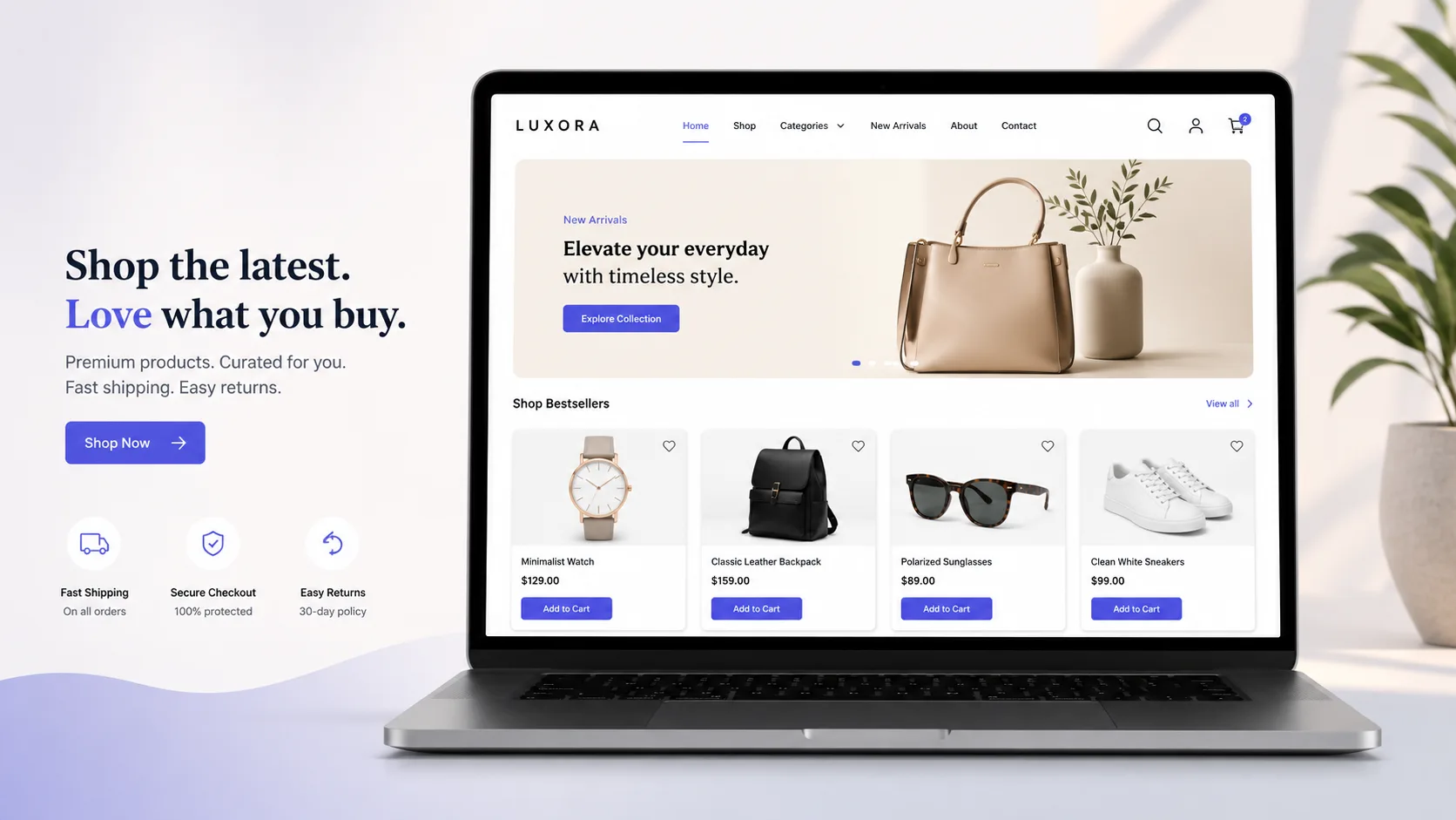 Online store on a laptop