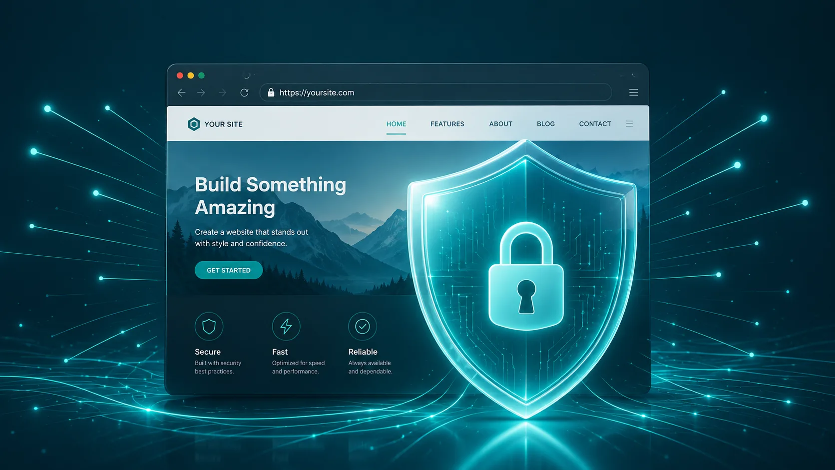 Security shield protecting a website